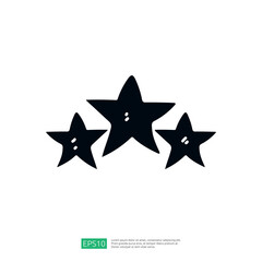 Poster - A simple graphic illustration of three black stars arranged in a triangular formation, often used to symbolize ratings, quality, or excellence.