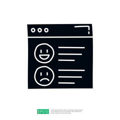 Poster - The image depicts a simplified web interface featuring two emoticons, one happy and one sad, suggesting feedback or review functionality.