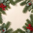 © Sandi - Christmas background - pine, eucalyptus, berries