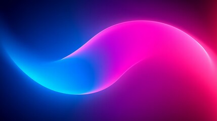 Poster - Abstract Neon Background with Glowing Curved Shapes in Pink and Blue Light