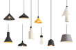 © Rattanapon - Set of different modern hanging lamps on white background.