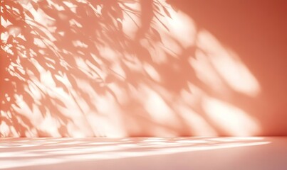 Leinwandbilder - Minimalist Background Image of Soft Peach Wall with Dappled Light and Shadow for Creative Design Projects