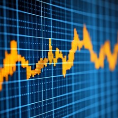 Poster - Close-up of a fluctuating orange graph line on a blue grid background.
