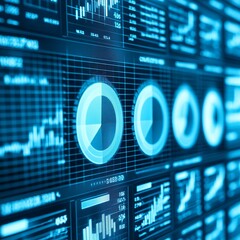 Poster - Close-up of a screen displaying various financial charts and graphs.
