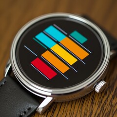 Poster - Close-up of a wristwatch displaying a colorful bar graph on its face.