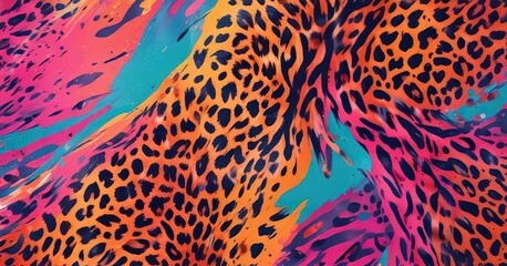 Abstract leopard print illustration in vibrant colors, leopard, fashion