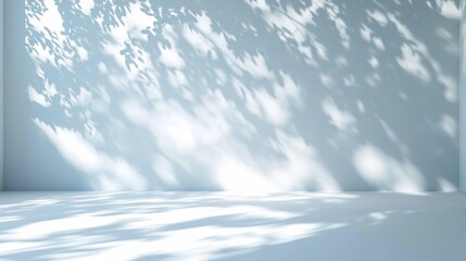 Aufkleber - Light and Shadow Patterns on White Wall Minimalist Aesthetic Modern Interior Design