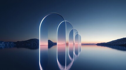 Poster - Futuristic Neon Sign Abstract Frame Glowing Lines Bright Colors Isolated on Black Background