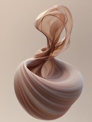 Poster - Luxury Abstract 3D Background with Elegant Brown Silk and Beige Circle Display for Cosmetic Product Presentation