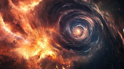 Wall Mural - Cosmic Swirl: A Fiery Nebula's Enigmatic Dance
