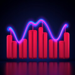 Poster - Neon glowing graph showing data trends and growth.