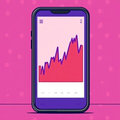 Poster - Smartphone displaying upward trending graph.