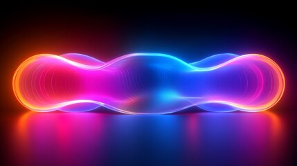 Poster - Neon Wavy Lines Abstract Art Digital Background with Fluorescent Colorful Glow in Dark Modern Wallpaper