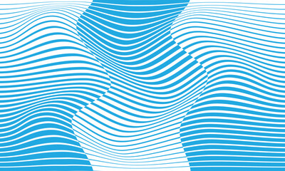 Poster - abstract monochrome geometric blue irregular wave line pattern can be used background.