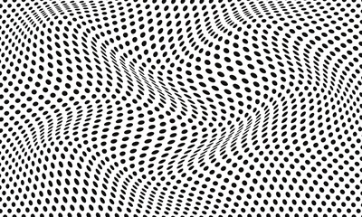 Poster - abstract monochrome geometric black polka dot wave pattern can be used background.