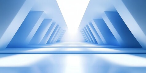 Poster - Minimalistic Abstract Geometric Architectural Background with White and Light Blue Columns and Clean Lines