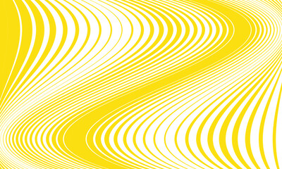 Poster - abstract monochrome geometric yellow thin to thick wave line pattern can be used background.