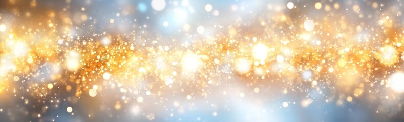 Poster - Golden Abstract Background with Soft Focus and Sparkling Light Orbs for Festive Events