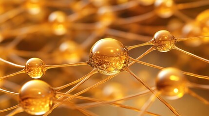Poster - Golden Molecules Connected by Thin Filaments in Abstract Concept