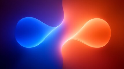 Poster - Abstract Geometric Neon Background with Vibrant Blue and Orange Glowing Curvy Lines