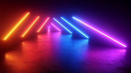 Poster - Neon Glowing Arrow Lights Abstract Background Cyberpunk Futuristic Design