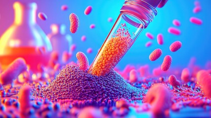 Poster - Scientific experiment of bacterial cultures laboratory digital art modern abstract concept