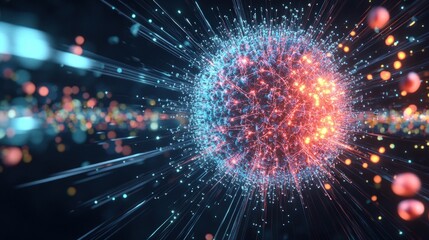 Poster - Abstract viewpoint on dynamic energy particle interactions in digital art environment