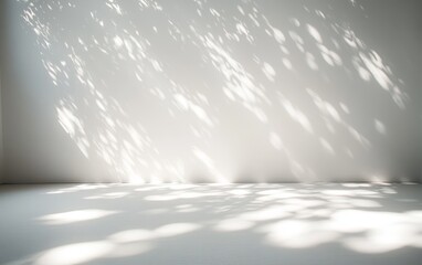 Aufkleber - Minimalist Background with Dappled Shadows and Soft Light on a White Wall
