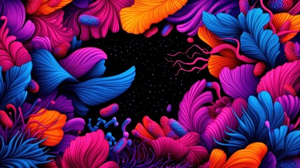 Aufkleber - Artistic floral composition a vibrant and colorful digital abstract design