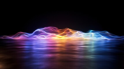 Aufkleber - Dynamic light waves abstract art digital creation dark background modern aesthetics