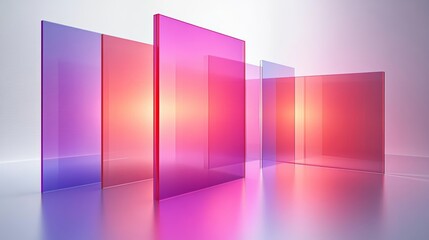 Leinwandbilder - Abstract Geometric Background with Gradient Glass Panels in Pink Purple and Blue Colors