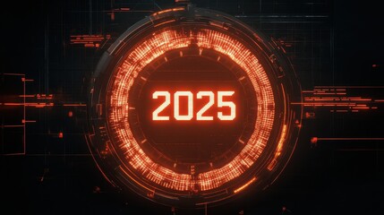 Aufkleber - Futuristic 2025 Countdown Interface Digital Technology Year New Era
