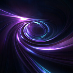 Poster - An abstract swirling pattern of purple and blue light on a dark background, creating a dynamic and captivating visual effect for graphic design.