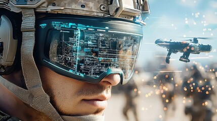 Leinwandbilder - Advanced drone targeting system enhancing battlefield engagement military operations digital technology war zone aerial perspective hightech innovation
