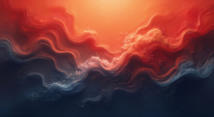 Poster - An abstract illustration depicting swirling waves of red and blue tones, creating a dynamic and immersive visual experience that evokes a sense of movement and energy for digital art.