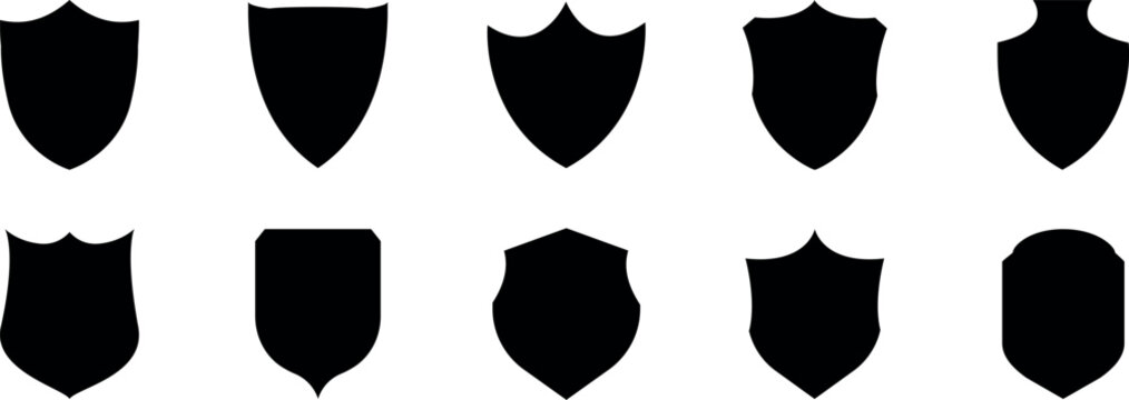 Set of vector shields. Set of vintage label and badges shape collections. Heraldic shield set. Different shields in black for your design
