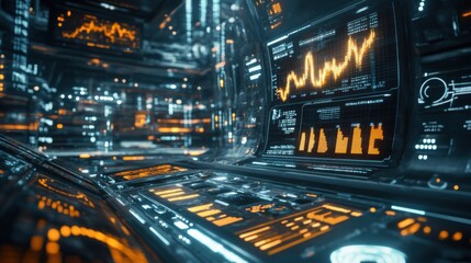Poster - Futuristic Data Visualization and Digital Interface in Technology Space