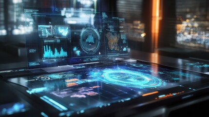 Poster - Futuristic Digital Interface with Advanced Data Visualization Tools