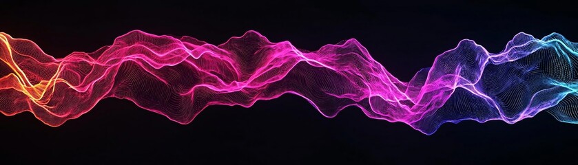 Poster - Vibrant abstract wave patterns in neon colors create a dynamic visual experience against a dark background.