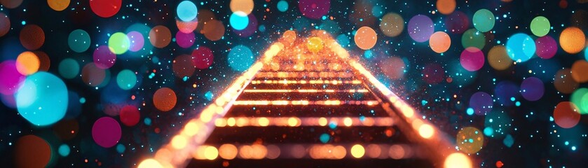 Poster - A vibrant, abstract image illustrating pathways of light, blending colors in a dreamlike atmosphere.