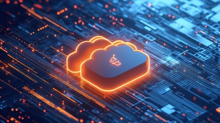 Poster - Futuristic Cloud Technology Concept with Data Connections and Lights