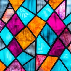 Poster - Abstract colorful stained glass window close-up.