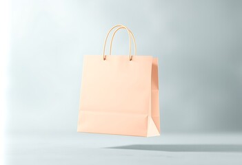 Poster - Peach Paper Shopping Bag Mockup Retail Branding Empty Package Product Display Store Design