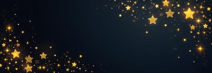 Aufkleber - A black background with two golden stars hanging from the top