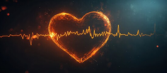 Wall Mural - Fiery Heartbeat: A Digital Representation of Life's Rhythm