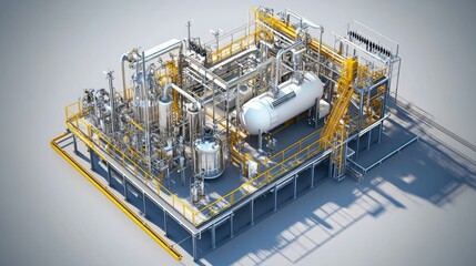 Aufkleber - A modern hydrogen production plant with complex piping and high-tech equipment, focusing on the machinery involved in generating hydrogen energy
