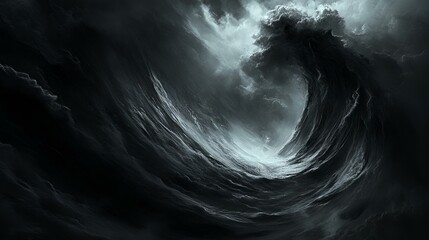 Wall Mural - Artistic depiction of swirling black waves, creating an abstract midnight scene full of mystery and elegance, with an enigmatic and captivating aura