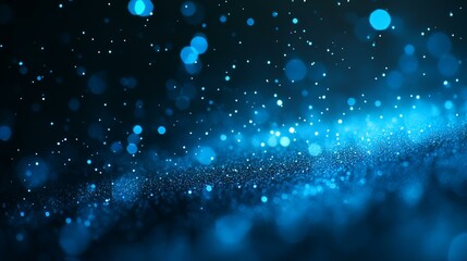 Wall Mural - Blue gradient background with glowing blue light, grainy noise texture on a dark backdrop, ideal for a sleek banner or header design