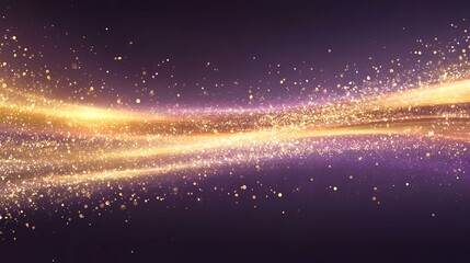 Wall Mural - Festive purple and gold background with sparkling glimmers, featuring a blur effect and abstract glowing circles for a modern, twinkling design