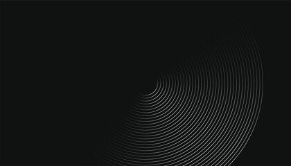 Fototapete - Dark black dynamic abstract background with diagonal lines. fast moving circles. soft wave lines circle. vector illustration